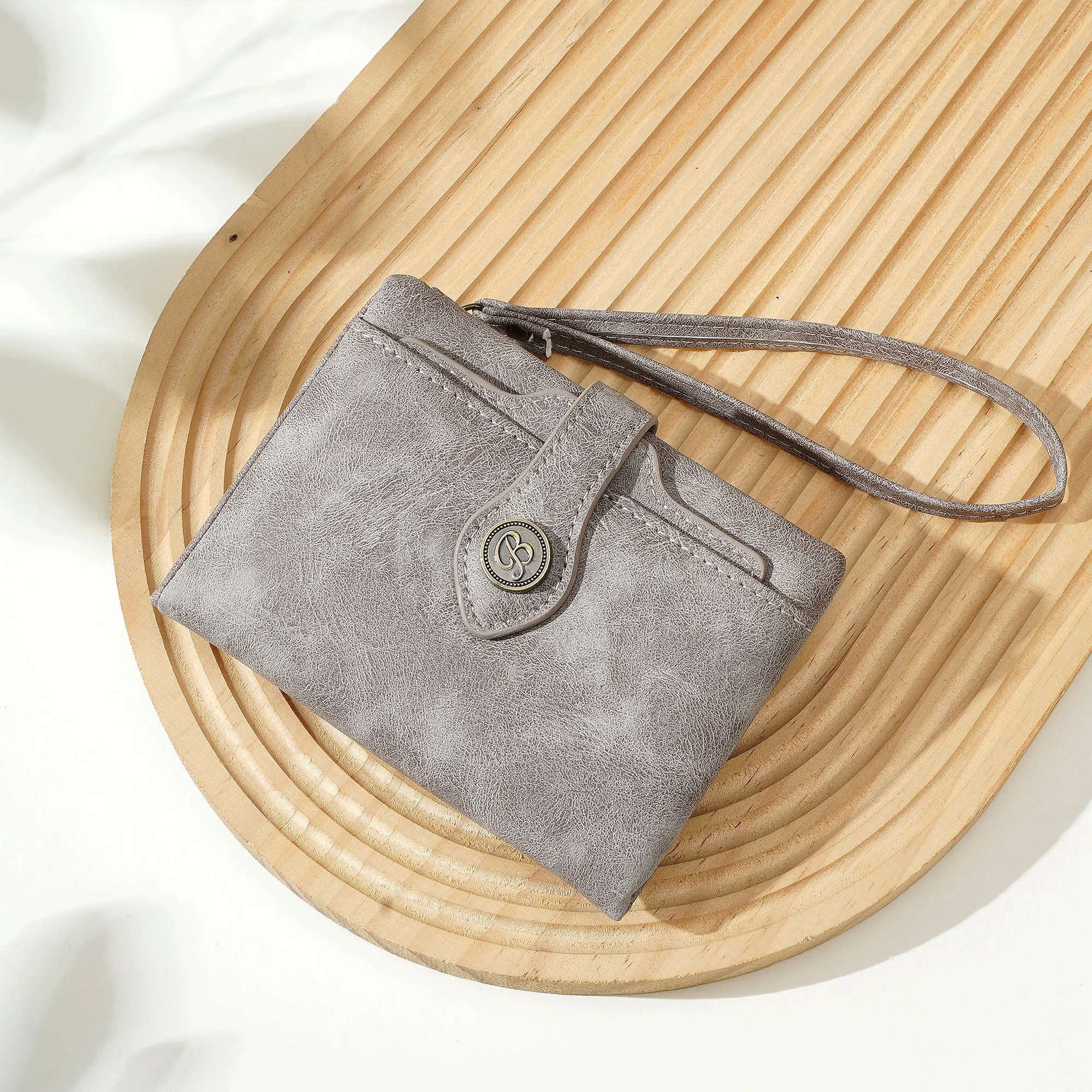 1 Stück - Baellerry Damen Vintage PU-Leder Kurzbörse mit 80% Rabatt, mit Handgelenkschlaufe, 8 Kartenfächern + Ausweisfenster + abnehmbarem Kartenhalter, praktisches Geburtstagsgeschenk für Frauen. – Detail 19