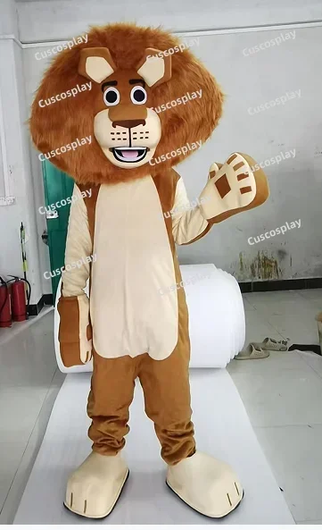 Braun Männlich Lion Maskottchen Kostüm Erwachsene Cartoon Charakter Outfit Anzug Halloween Karneval Cosplay Partei Requisiten Zubehör