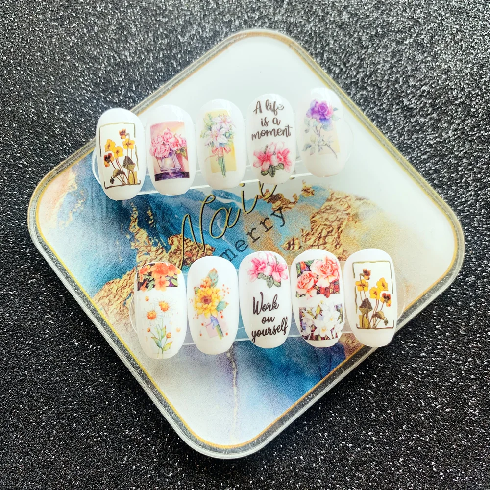 Tsc Serie TSC-523 3d Mooie Bloemen Nail Art Nagelsticker Decoratie Tool Sliders Voor Nagel Stickers