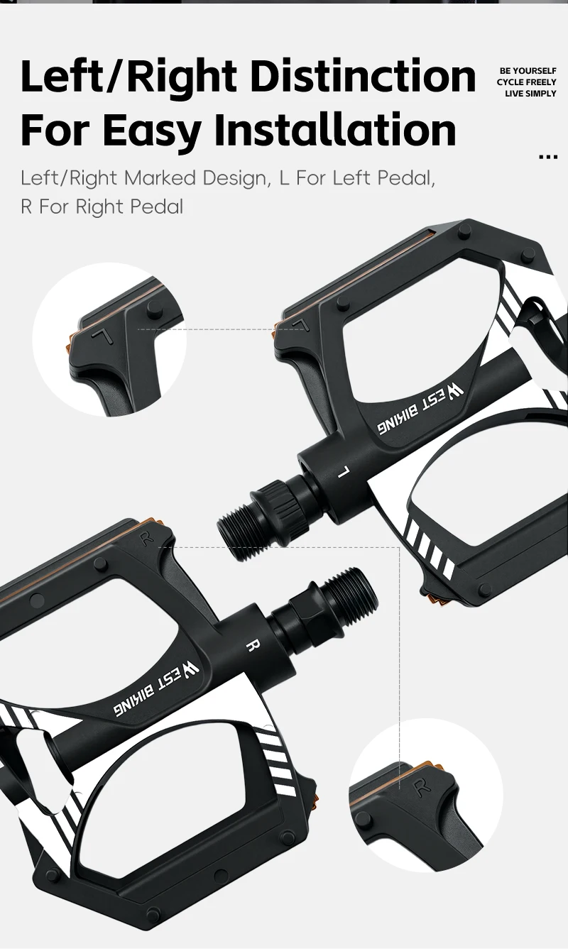 WEST BIKING Flache Fahrradpedale mit doppelten DU-Dichtungslagern, Nylon, ultraleicht, rutschfest, reflektierend, für MTB und Rennräder – Detail 12