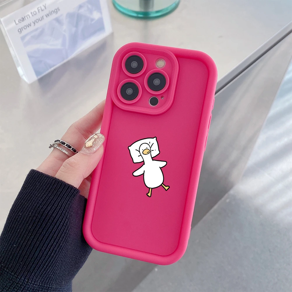 Funny Cartoon Lying Duck Phone Case For iPhone 6 6S 7 8 11 12 13 14 15 PLUS MINI PRO PROMAX iPhoneX XR XSMAX Soft Simple Cover