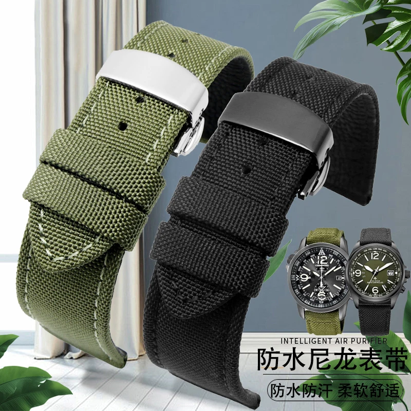 For Omega Seiko Casio Tissot Watch Strap 19mm 20mm 22mm 23mm 24mm Nylon Leather Wrist Band Men\'s Waterproof Canvas Bracelet Belt