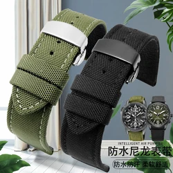 For Omega Seiko Casio Tissot Watch Strap 19mm 20mm 22mm 23mm 24mm Nylon Leather Wrist Band Men's Waterproof Canvas Bracelet Belt