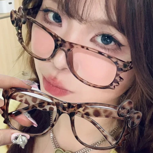 Gafas Y2k con estampado de leopardo para mujer, anteojos Retro coreanos antiluz azul, protección ocular, montura de gafas ópticas para chica