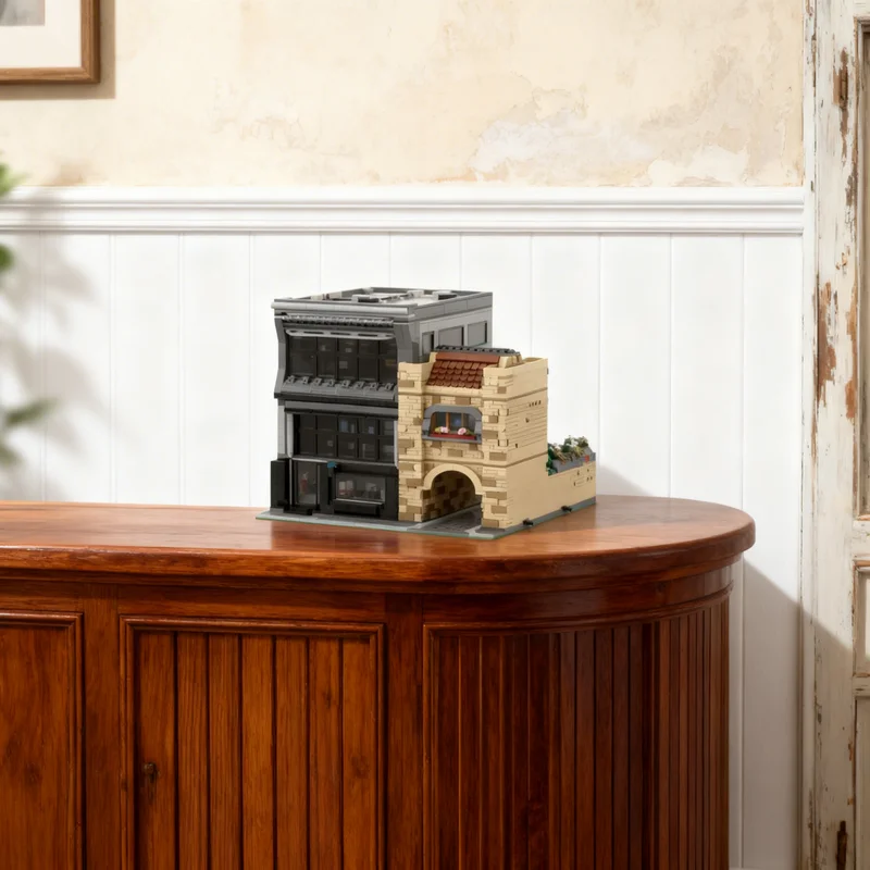 

4760 деталей MOC: Модульный фотомагазин и городской пейзаж для стартапов, конструктор, креативный подарок, декор для витрин, сборная модель премиум-класса