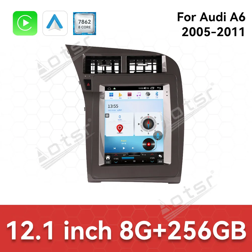 12.1 Inches Android 14.0 Car Radio For Audi A6 2005-2011 Multimedia Video Player Stereo Auto GPS Navi DSP Carplay Audio Stereo