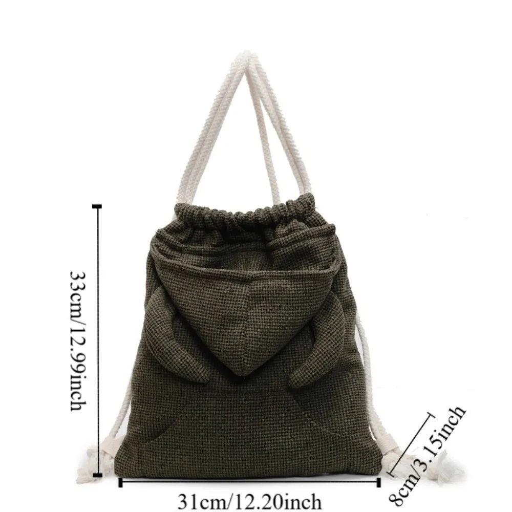 Creative Ox Horn Hooded Backpack Large Capacity Solid Color Hoodie Design Schoolbag Zipper Korean Style Drawstring Bag Gift