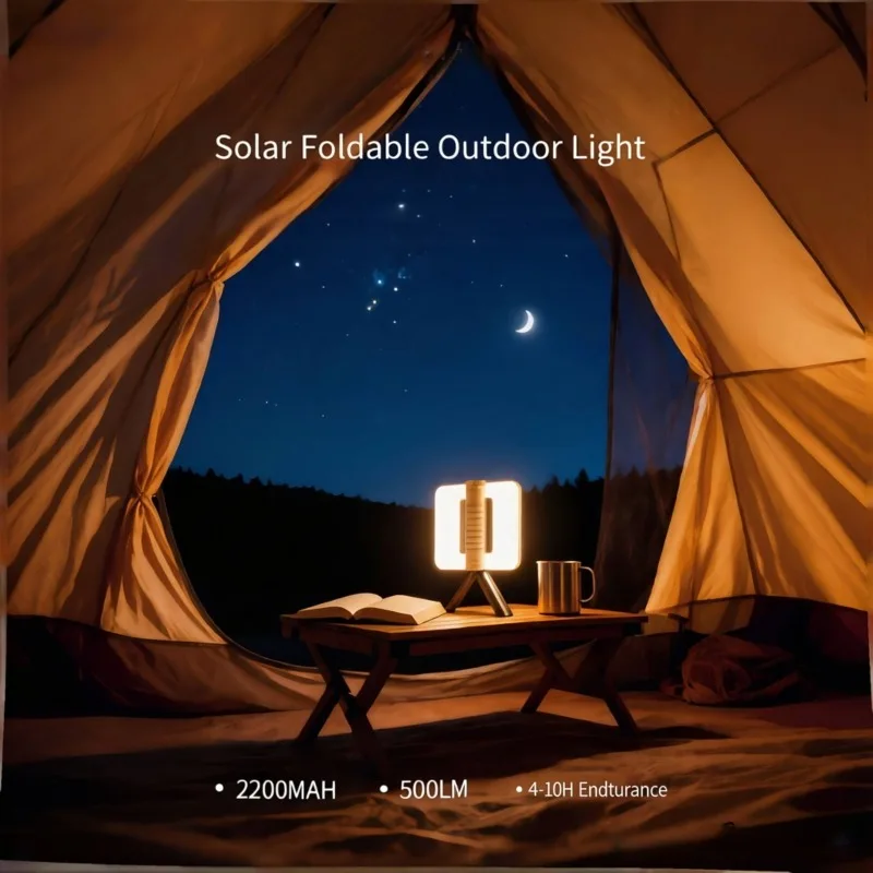Solar Camping Lantern type-C charge Outdoor Portable foldable Waterproof Emergency Lights for Hiking Backpacking Tent Activities