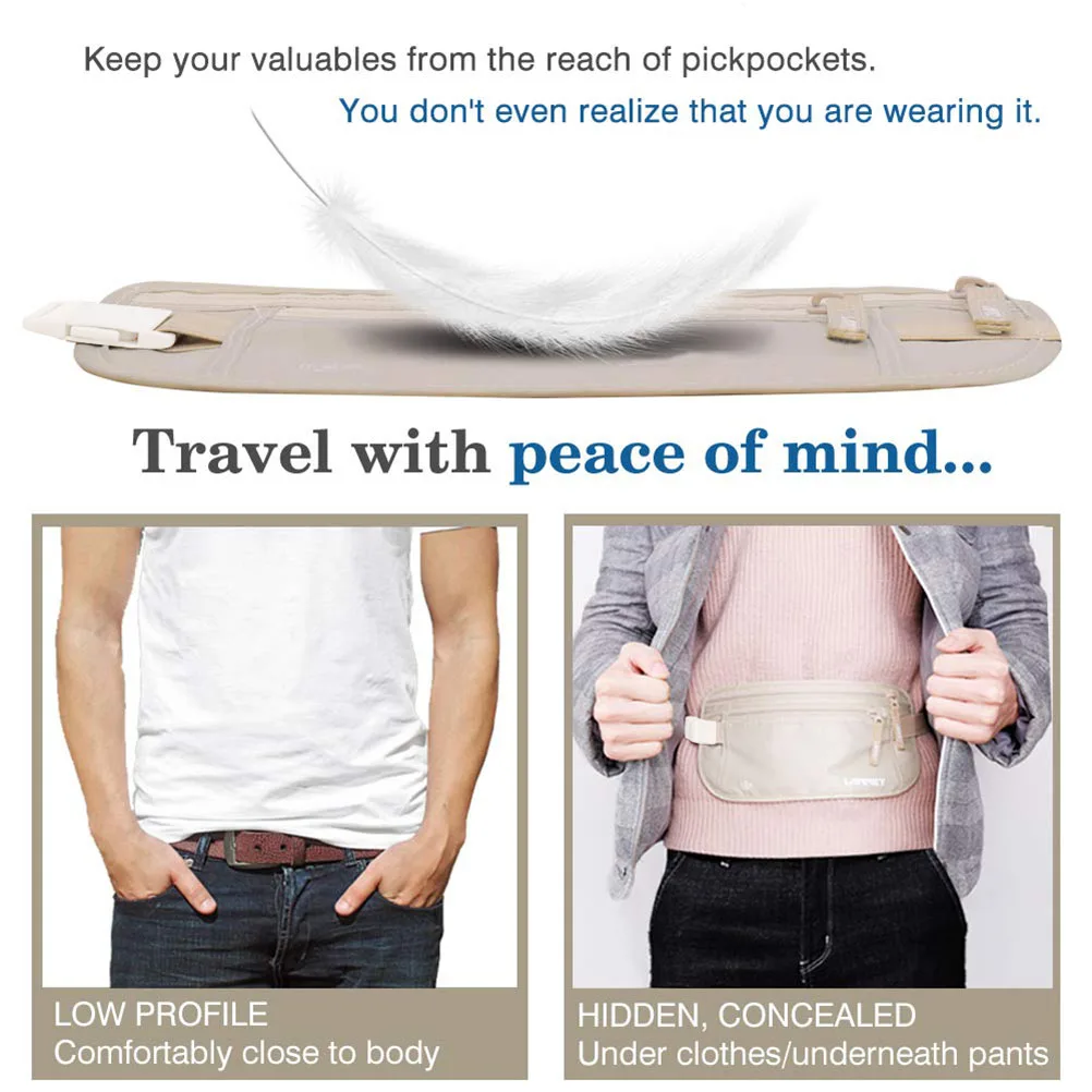 Invisible Travel Waist Packs Pouch for Passport Money Belt Bag Hidden Security Wallet Gift Travel Bag Chest Pack Money Waist Bag