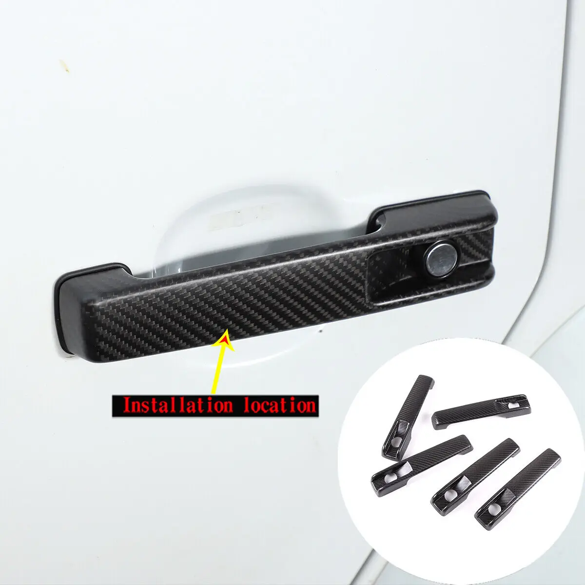 Carbon Matte Black Car Door Grab Handle Cover Shell Exterior Accessories For Benz W463 G-Class 2019-2022