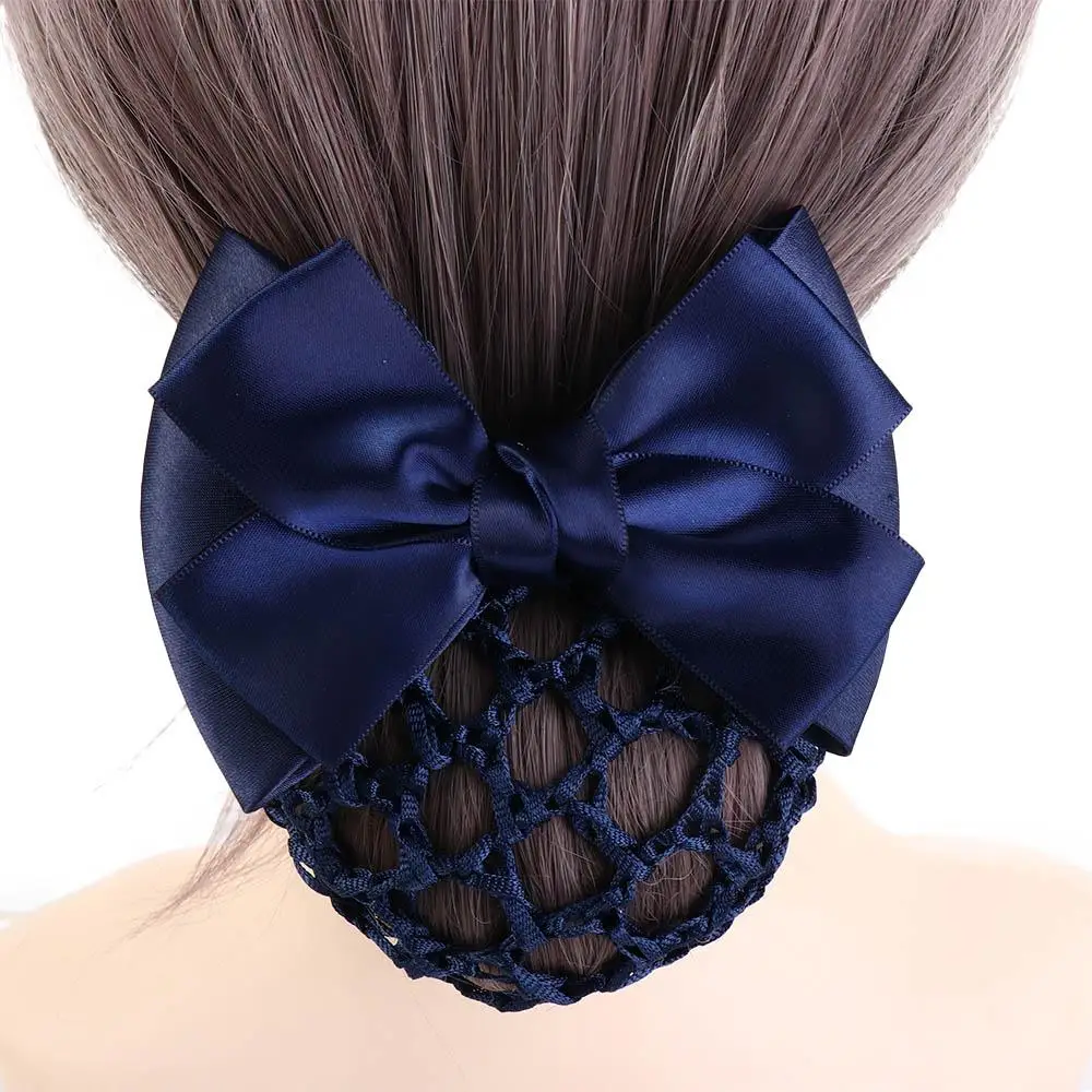 Office Lady Multi Colors Hair Clip Hair Accessories Bowknot Women Barrette Net Bun Hair Cover Net Bun Snood Net Bun Crochet