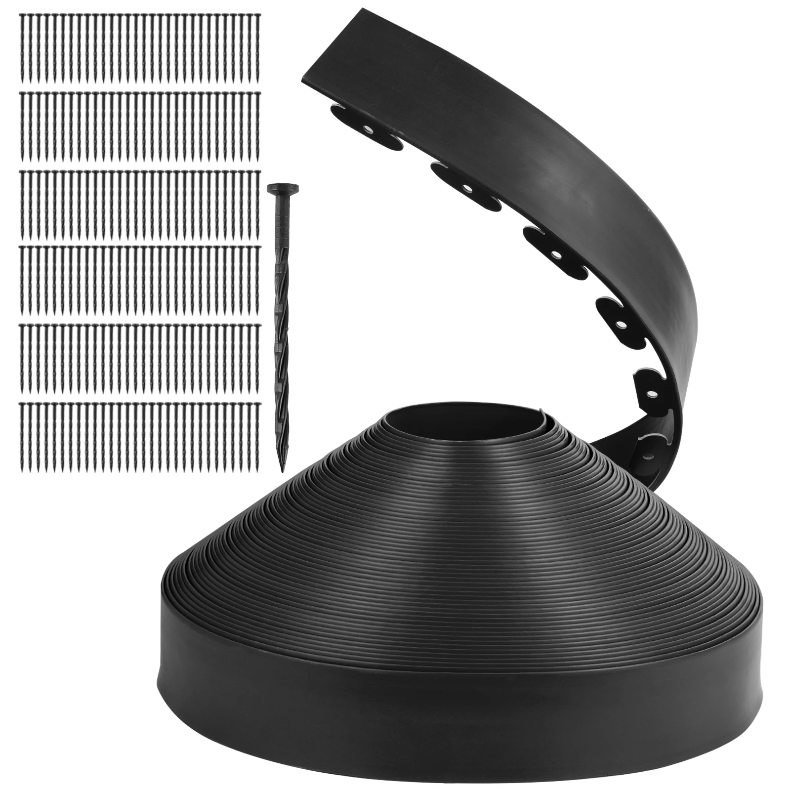 200FT Landscape Edging Kit, 4 Inch Tall Garden Lawn Edging Border with Spikes, Flexible Roll Landscape Border for Flower Beds Yards Walkways, Outdoor Decorative Lawn Edging, Easy Install Garden Edging Roll