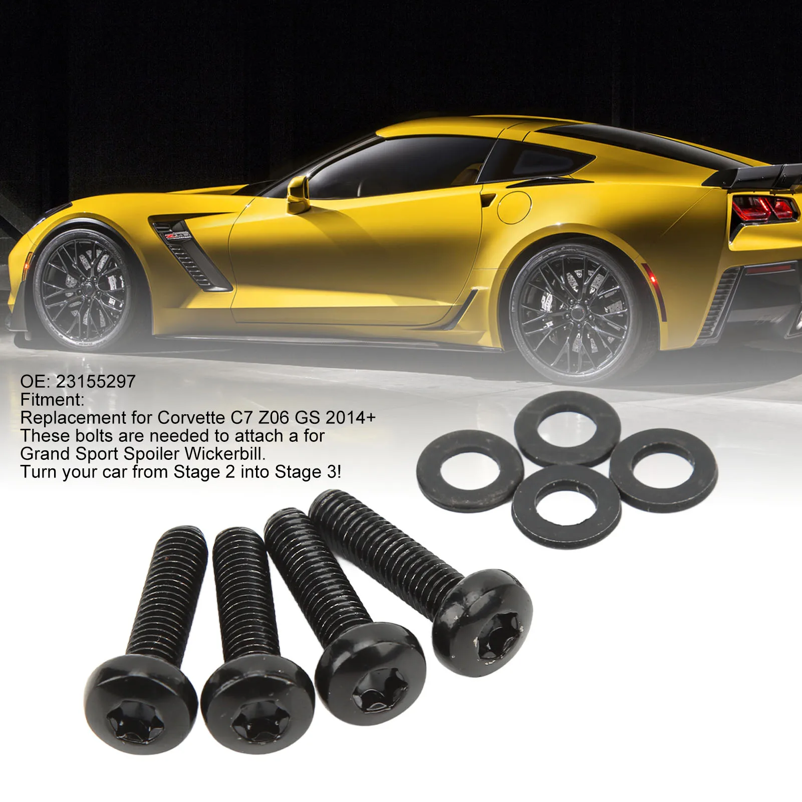 23155297 Spoiler Wickerbill Center  Set 23155297 Replacement for  C7 Z06 GS 2014 and Up Wing Spoiler Center