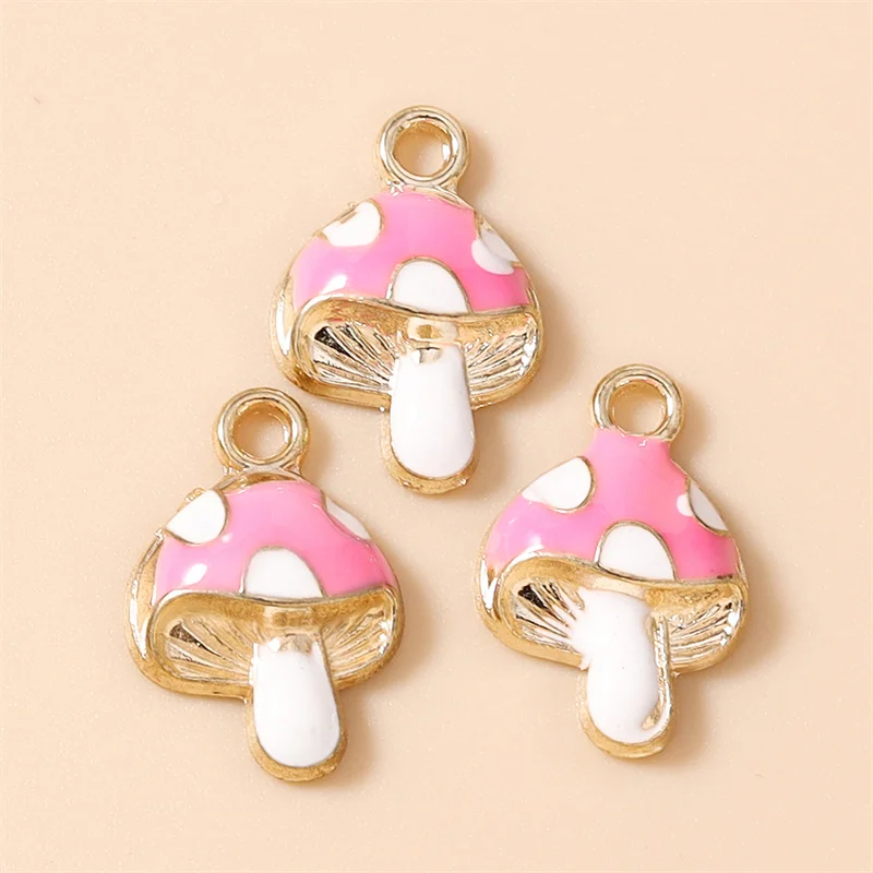 Leslie 10 Stück 11 x 16 mm bunte niedliche Cartoon-Pilz-Anhänger für die Schmuckherstellung, DIY, handgefertigte Ohrringe, Halsketten, Armbänder – Detail 7