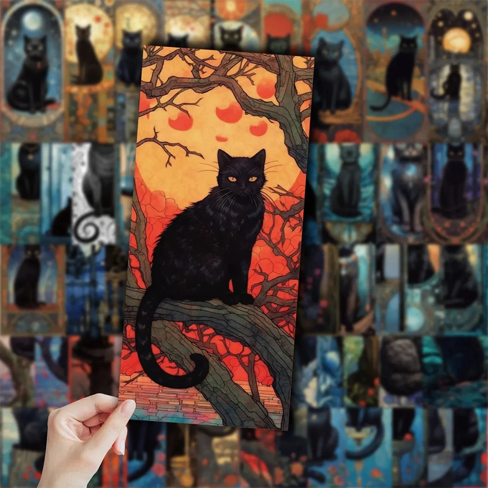 

10/30/50pcs Dark Gothic Black Cat Tarot Stickers for Stationery Phone Luggage Notebook Vintage Decals Cartoon Graffiti Sticker