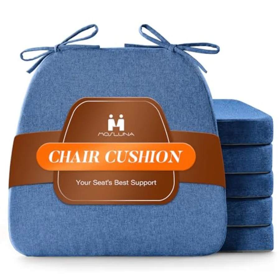 

Chair Cushions for Dining Chairs Set of 6, D-Shaped Chair Pads with Non-Slip Bottom, Kitchen Seat Cushions with Removable Cover