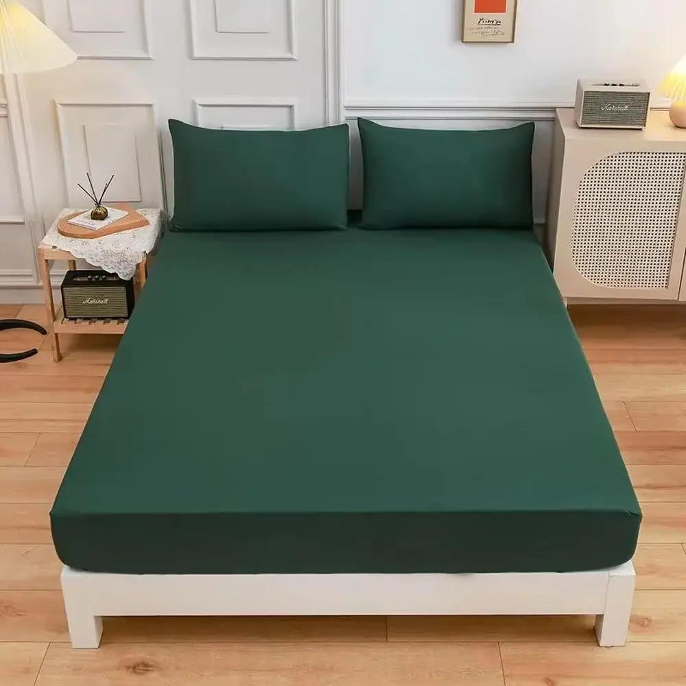

1 Piece Bed Cover Pure Dark Green Solid Color Frosted Bedsheet, Bedroom Printed Bedspread, Home Bedding (Excluding Pillowcases)
