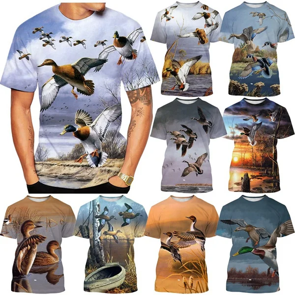 Summer Animal Duck Hunting 3d Printing T-shirt Fashion Men\'s Casual Short-sleeved Harajuku Hip-hop Street Style Unisex T-shirt