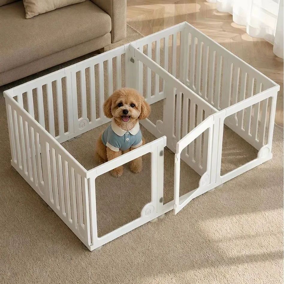 HYS Transparent Acrylic Dog Fence Pet Indoor Dog Cage Medium and Small Dog Fence Bi Bear Teddy