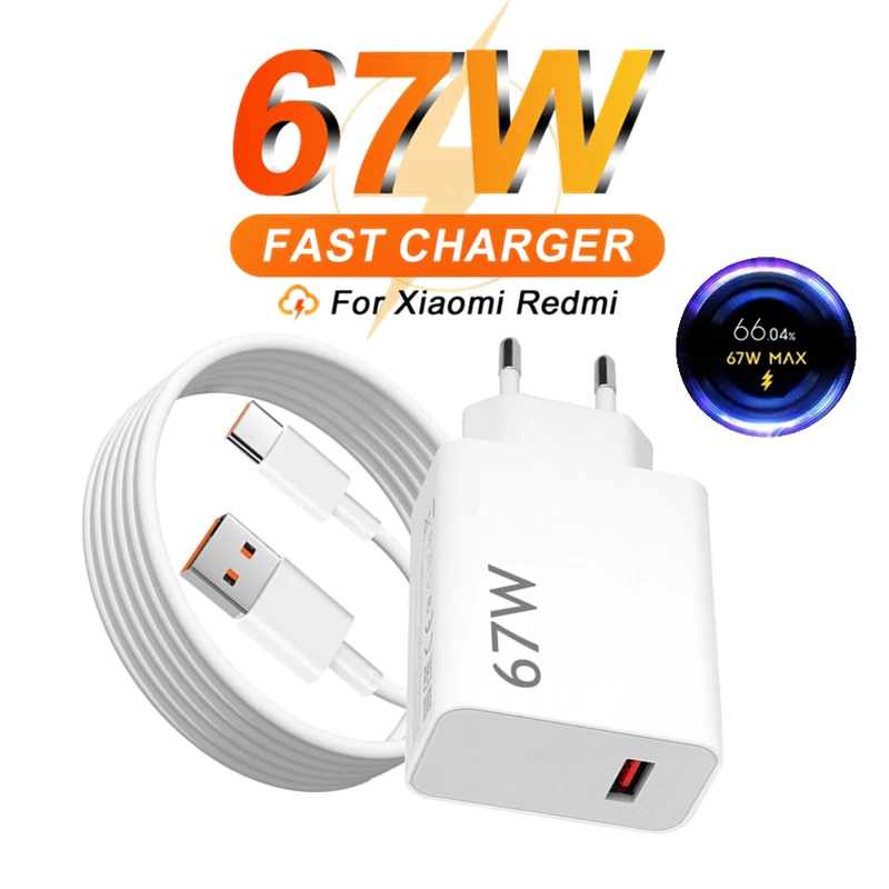 67W EU Turbo Fast Charger For Xiaomi 12 13 14 15 17 Pro Redmi Note 11 12 13 14 Pro POCO X5 X6 X7 Type C USB Quick Charging Cable