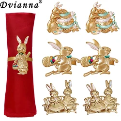 6Pcs Easter Napkin Rings Rabbit Napkin Holder Metal Napkin Buckles for Wedding Holiday Baby Shower Easter Party Table Decoration