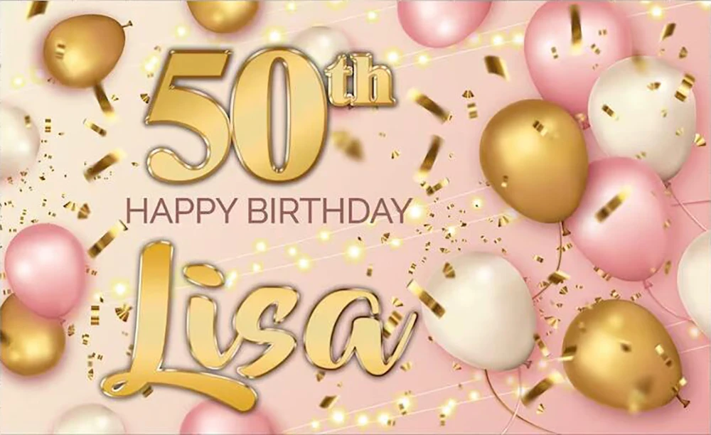 

Custom Rose Gold Balloon Sparkly 50th 40th Birthday backdrops party background