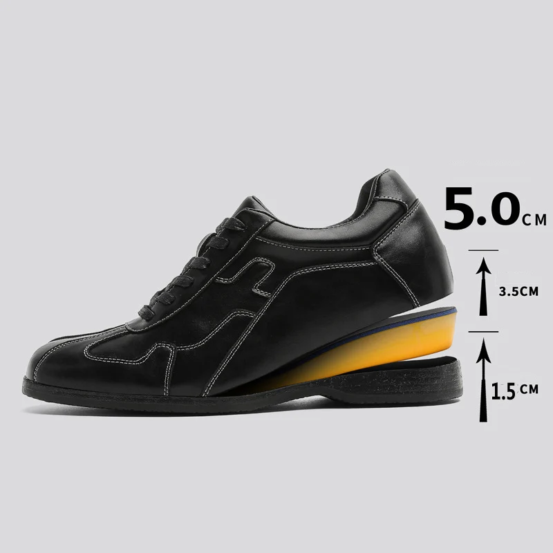 

2026 Fashion Sneakers Men Height Increasing Shoes 5cm Brand Male Footwear Pure Black Casual Shoes Soft Comfortable D760