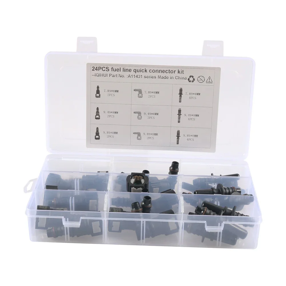 24PCS Fuel Line Quick Connector Kit 6mm/8mm Nylon Hose Barb Fitting For Car PA12 Nylon Plastic Material Fuel Line Connector