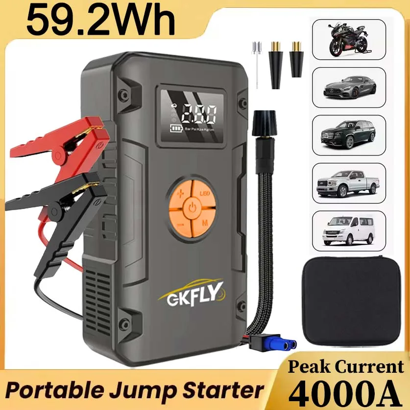 GKFLY Tragbarer 4000A/7000A Starthilfe-Booster 12V Powerbank Auto-Batterie Notstartgerät