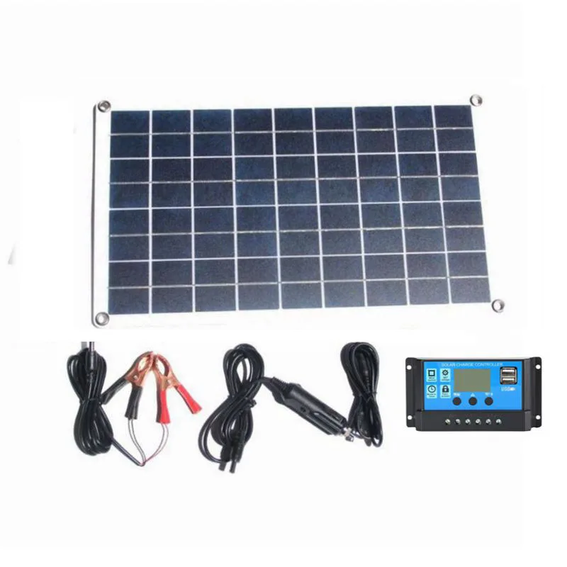 60W Solar Panel Solar Cell Portable 18V USB 5V Charging Solar Battery Waterproof Solar Charger for Phone RV Car MP3 PAD Battery