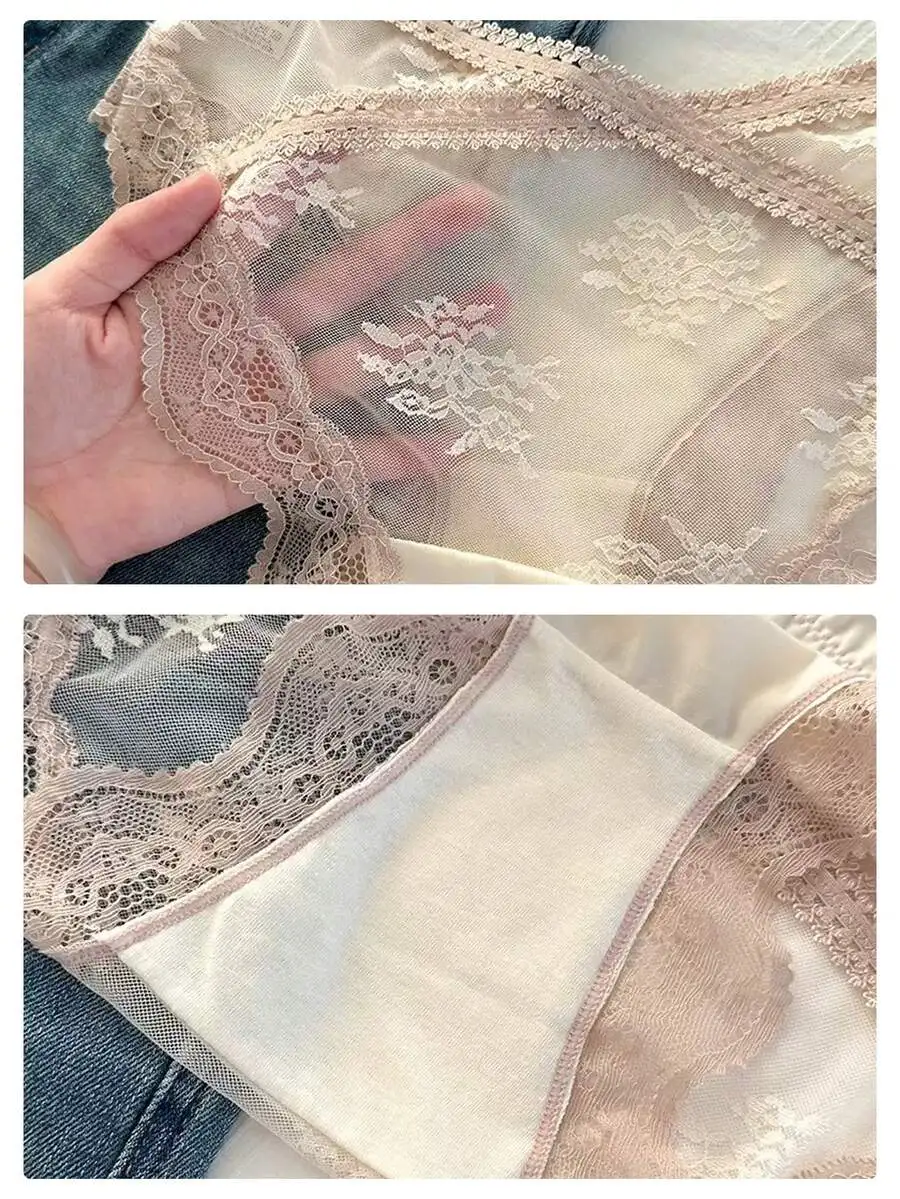 

Low-Rise Solid Color Lace Panties For Women Comfortable Breathable Seamless Underwear