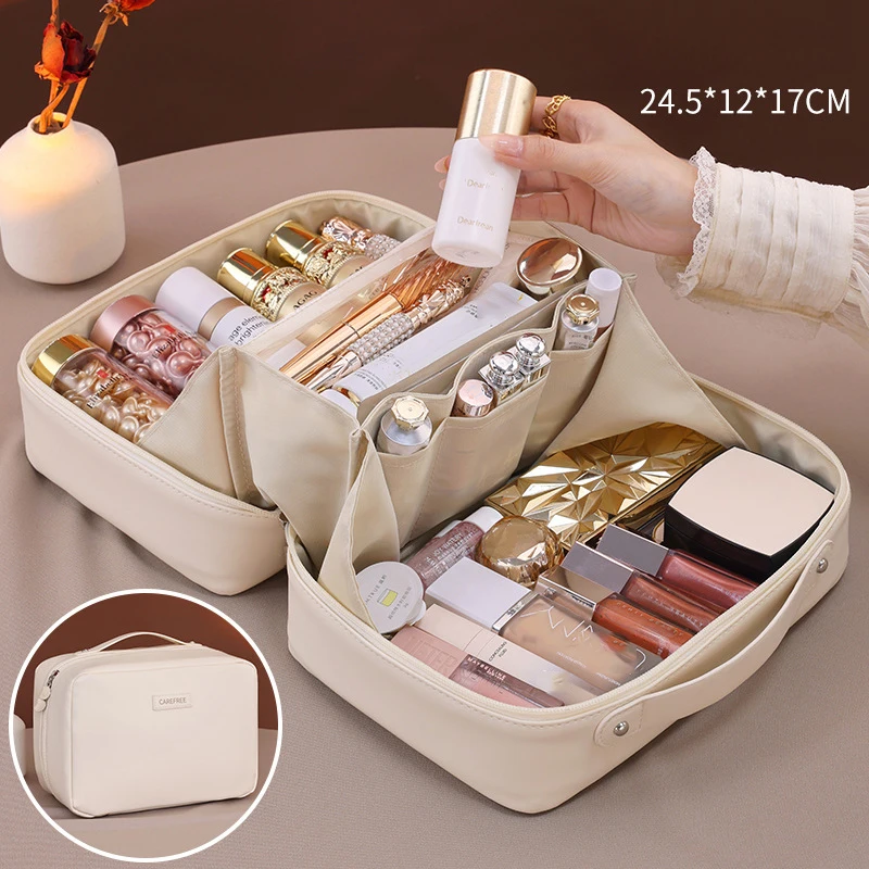 Luxus PU Große Kapazität Frauen Tote Make-Up Tasche Kosmetische Toilettenartikel Lagerung Multifunktionale Falttasche Reise Mäppchen – Detail 3