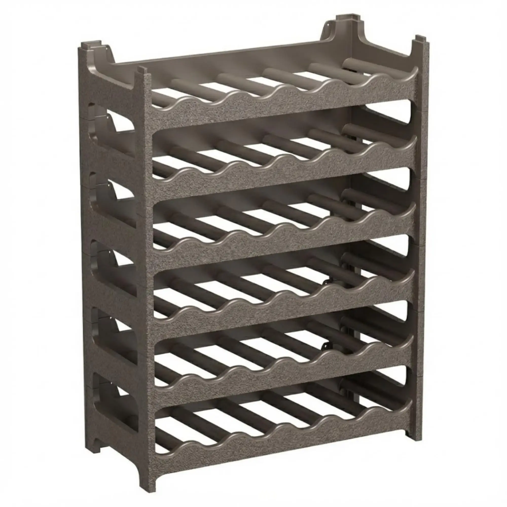 Boîte à vin modulaire empilable en plastique, support à bouteilles effet peau martelée, 6 bouteilles par module, étagères en Corten marron sauvage 36