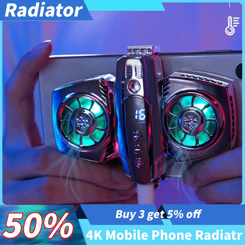 Mobile Phone Cooler Dual RGB Cooling Fan Phone Radiator For Xiaomi iPhone Cooler Heat Sink Game Cooling For Pubg Genshin Impact