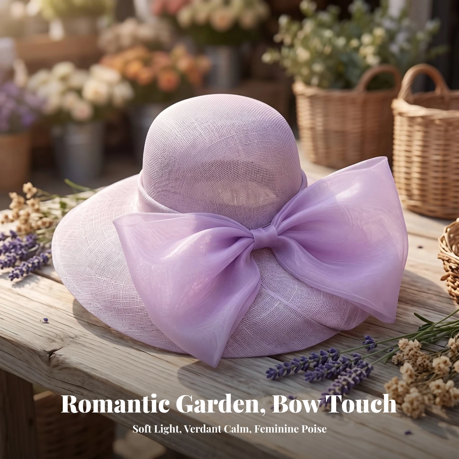 Wide-Brim Hat with Bow Lightweight Sun Hat with Bowknot for Women, Summer Outings, Beach