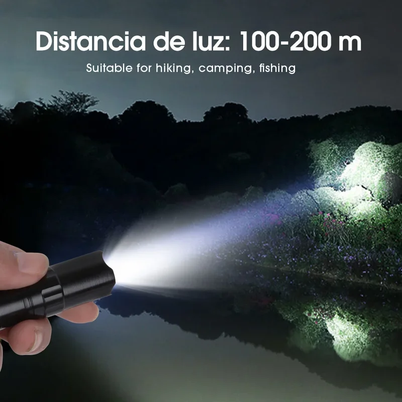 Portable Flashlight Aluminum Shell Portable LED Focus Light Mini Waterproof Flashlight Hiking Camping Cycling Fishing Outdoor