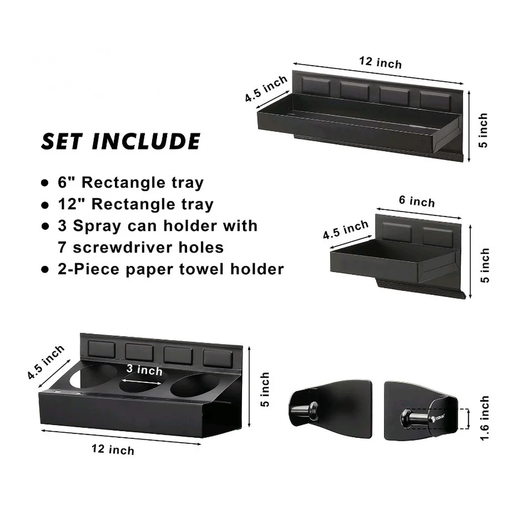 Garage Organizer Magnetic Tool Tray Can Holder Paper Towel Holder Included Anti-scuff Support For Ferrous Surfaces