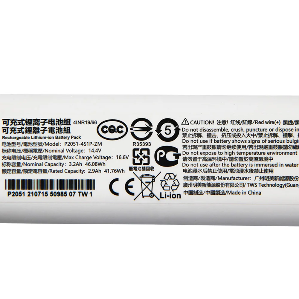 Imagem -04 - Bateria de Substituição Original para Xiaomi Mijia mi Varrendo Esfregando Robô Aspirador de pó 2c 3600mah P20514s1p-zm