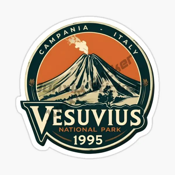 Vesuvius Volcano, Naples Bay, Italy, Pompeii Ancient City, Popular Tourist Attractions, Archaeology and Natural Landscapes Decal