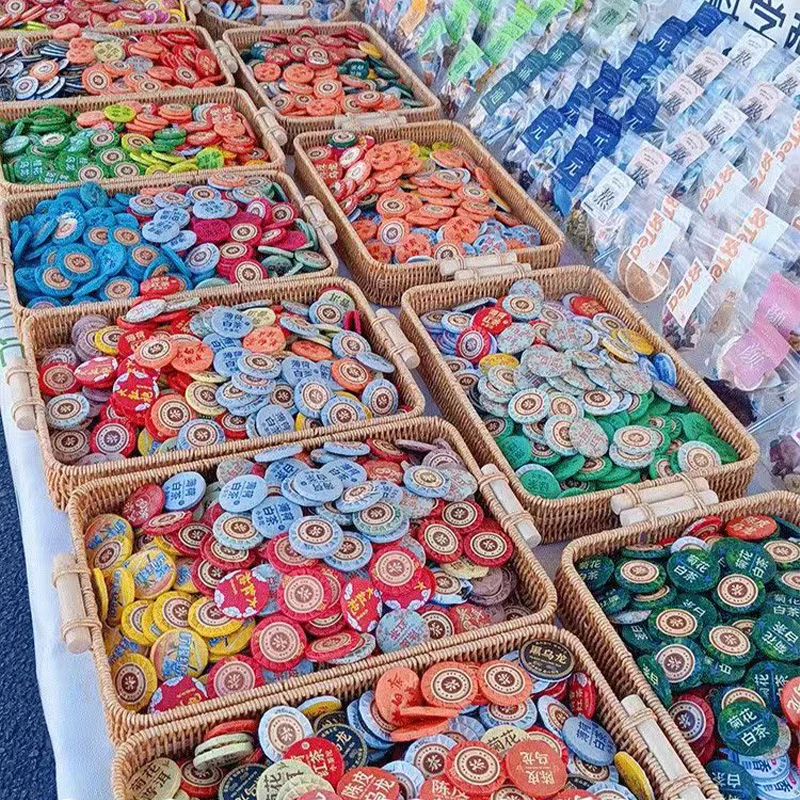 

Christmas Gift Shu Raw Puer Small Tea Cake Storage Box 30 Various Pu'er Blacktea Storage Hand Knitting Basket China Droshipping