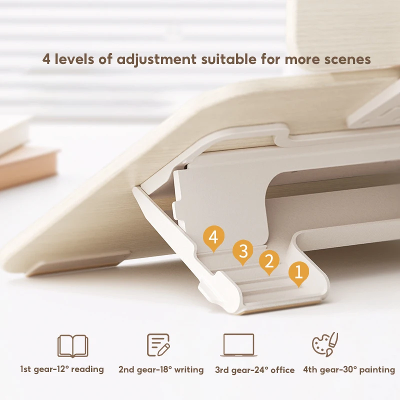 Factory Direct 2026 Wooden Double-layer Reading Rack Desktop Writing Board Learning Drawing Table Study Table Reading Folding Bo