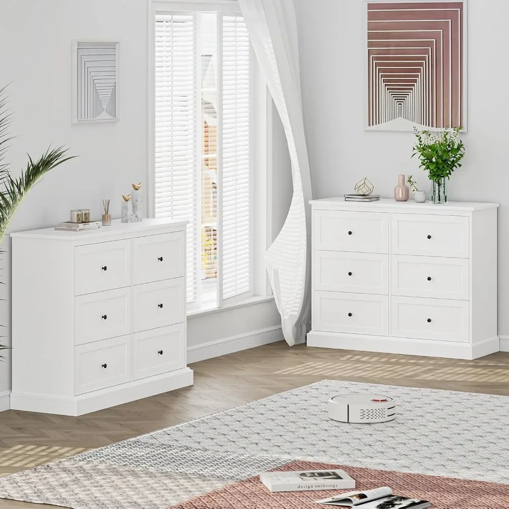 

Modern Double Chest with Deep Drawers, Wide Storage Organizer Cabinet for Living Room Home