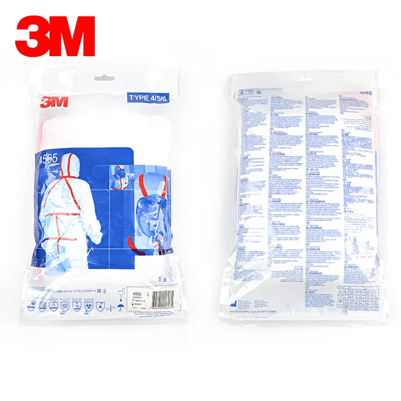 3M 4565  Protective Coverall Anti Dust Anti Static Radiation Liquid Spray Pesticide Paint Cleaning Clothing Type 4/5/6