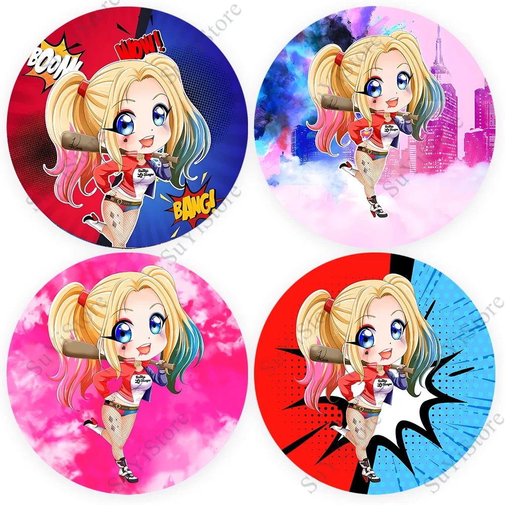 Harley Quinn Round Photography Backdrop DC Comics Suicide Squad Birthday Party Decoration Banner Photo Background Booth Props