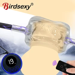 8 Modes Electric Shock Men’S Lock Ring Scrotum Stretcher Penis Ring Vibration Foreskin Tightening Mens Rings Sex Toys For Cuples