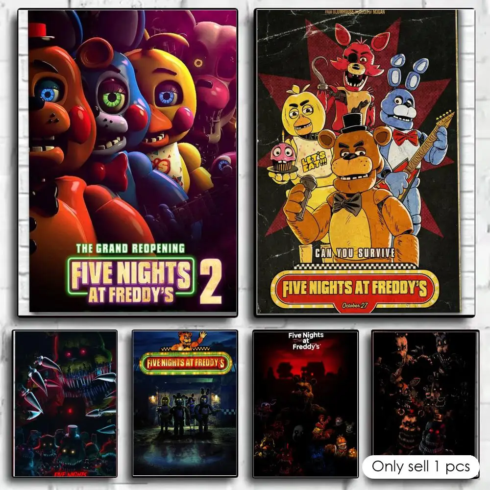 F-Five Movies N-Nights At Freddys-TV Series Poster Self-adhesive Painting with prints Home bedroom living room decoration