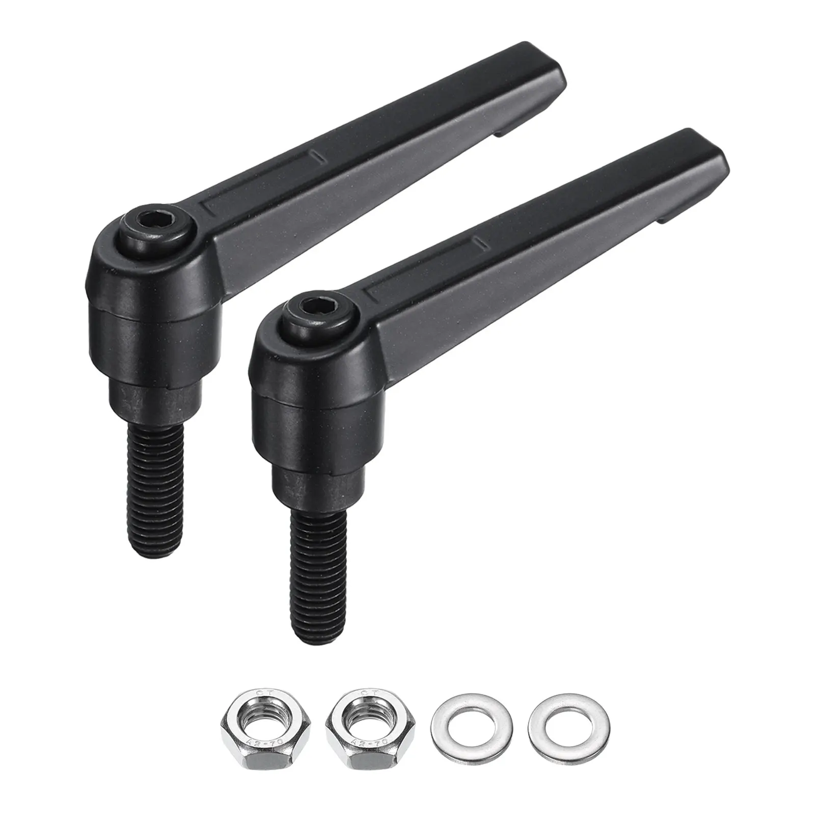 2Pcs Clamping Lever Adjustable Handles External Thread Handle M8/10/12 20/25/32/40/50/60/70/80mm Metric Thread with Nuts Washers