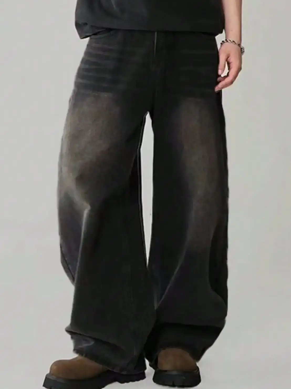 Vier seizoenen herenjeans Koreaanse versie Student Casual broek High Street Straight Losse jeans met wijde pijpen Zwart Grijs Blauw Baggy Jean - afbeelding 2