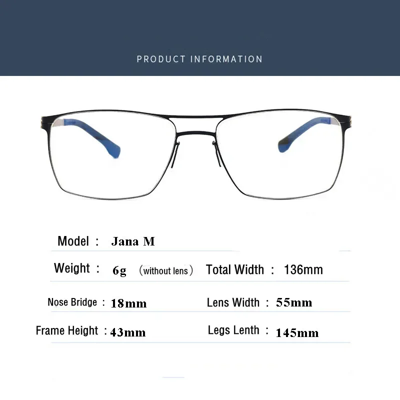 German Optical No Screw Ultrathin Stainless Eyeglasses Frames Handmade Men Myopia Women Prescription Glasses JanaM original box
