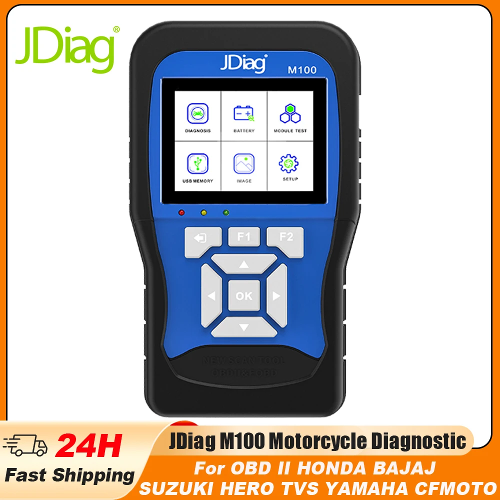 JDiag M100 Motorcycle Diagnostic Scanner Moto Fault Diagnostic Tool Motorbike Code Reader For KTM Yamaha Kawasaki Suzuki Honda